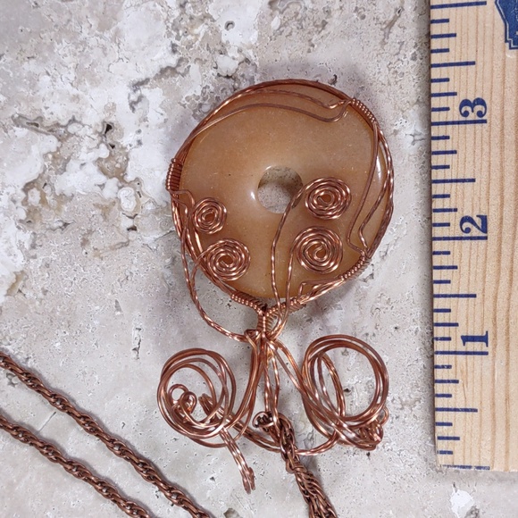 Copper Wire Wrapped Stone Pendant - Picture 5 of 5